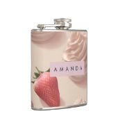 Gepersonaliseerde Schattigee Sweet Strawberry Crea Heupfles (Rechts)