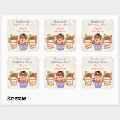 Gepersonaliseerde Schattigee Thanksgiving Cupcake Vierkante Sticker (Vel)