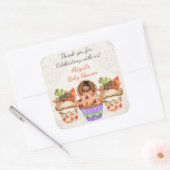 Gepersonaliseerde Schattigee Thanksgiving Cupcake Vierkante Sticker (Envelop)