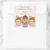 Gepersonaliseerde Schattigee Thanksgiving Cupcake Vierkante Sticker (Tas)