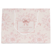 Gepersonaliseerde Schattigee Toile Roze Coquette V Groot Cadeauzakje (Voorkant)