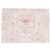 Gepersonaliseerde Schattigee Toile Roze Coquette V Groot Cadeauzakje (Achterkant)