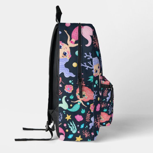 Gepersonaliseerde Schattigee trendy zeemeermin Bedrukte Rugzak (Links)