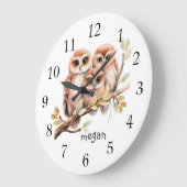 Gepersonaliseerde Schattigee Uil Grote Klok (Hoek)