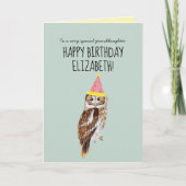 Gepersonaliseerde Schattigee Uil Kleindochter Verj Kaart (Voorkant)