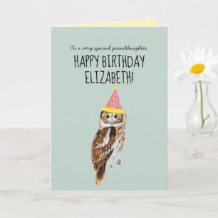 Gepersonaliseerde Schattigee Uil Kleindochter Verj Kaart