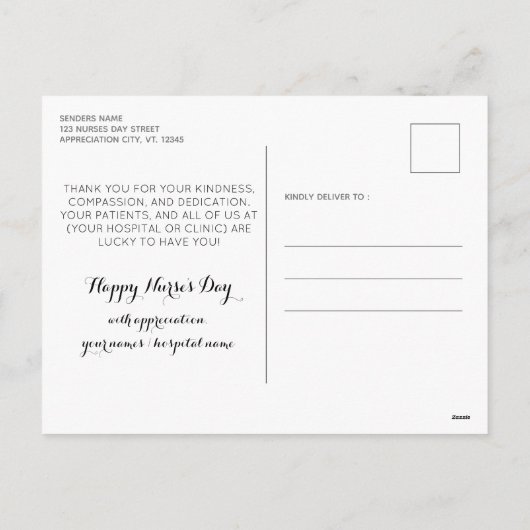 Gepersonaliseerde Schattigee Verpleegkunde Dank u Feestdagenkaart (Achterkant)