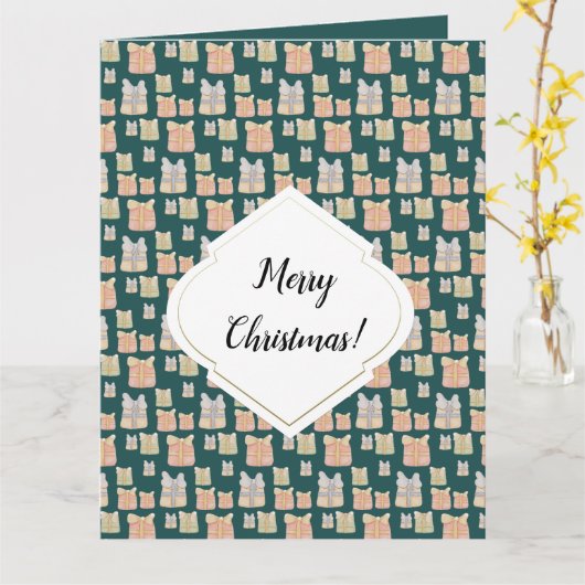 Gepersonaliseerde Schattigee vintage kerstcadeaus Kaart (Gele Bloem)