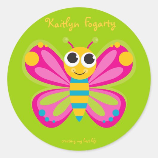 Gepersonaliseerde Schattigee vlinder Stickers (Voorkant)