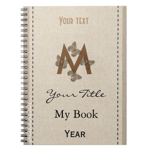 Gepersonaliseerde Schattigee Vlinders Monogram Lin Notitieboek (Voorkant)