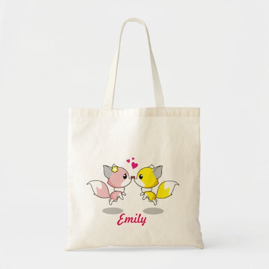 Gepersonaliseerde Schattigee vos kinder Tote Bag (Voorkant)