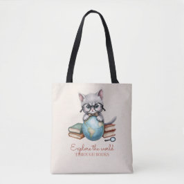 Gepersonaliseerde Schattigee "Wander Cat" Tote Bag