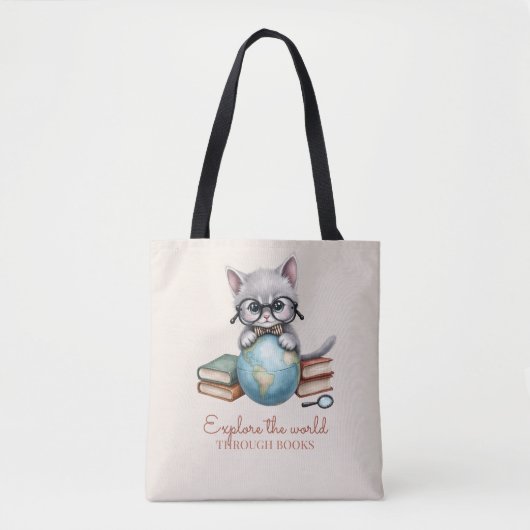 Gepersonaliseerde Schattigee "Wander Cat" Tote Bag (Voorkant)