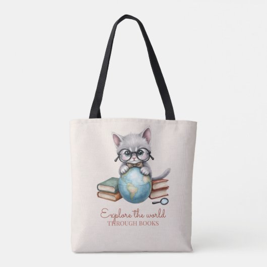 Gepersonaliseerde Schattigee "Wander Cat" Tote Bag (Achterkant)