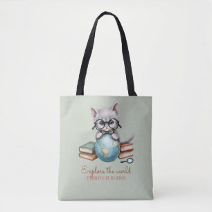 Gepersonaliseerde Schattigee "Wander Cat" Tote Bag