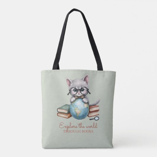 Gepersonaliseerde Schattigee "Wander Cat" Tote Bag (Achterkant)