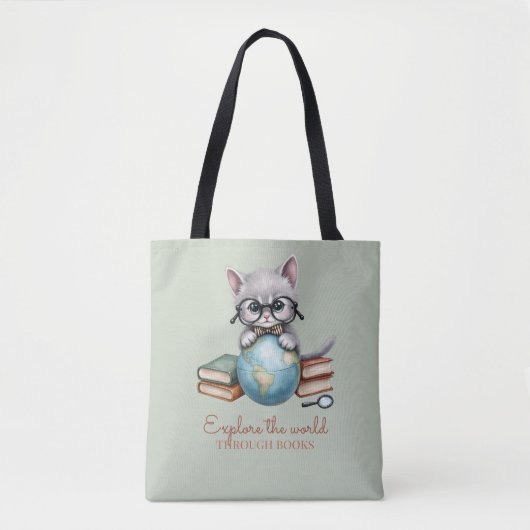 Gepersonaliseerde Schattigee "Wander Cat" Tote Bag (Voorkant)