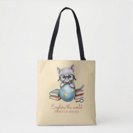 Gepersonaliseerde Schattigee "Wander Cat" Tote Bag