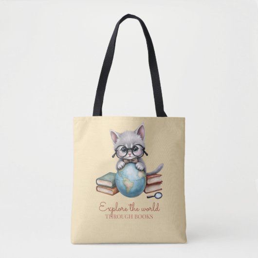Gepersonaliseerde Schattigee "Wander Cat" Tote Bag (Voorkant)