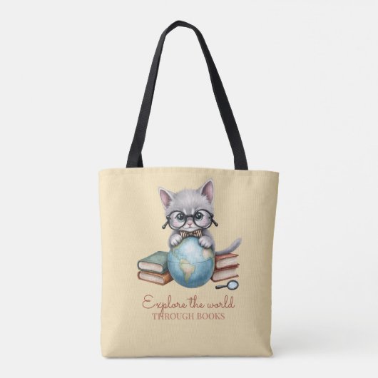 Gepersonaliseerde Schattigee "Wander Cat" Tote Bag (Achterkant)
