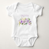 Gepersonaliseerde Schattigee Waterverf Bloemen Paa Romper (Voorkant)