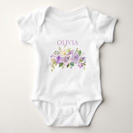 Gepersonaliseerde Schattigee Waterverf Bloemen Paa Romper