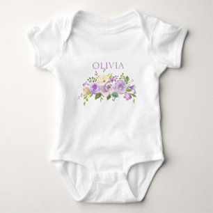 Gepersonaliseerde Schattigee Waterverf Bloemen Paa Romper