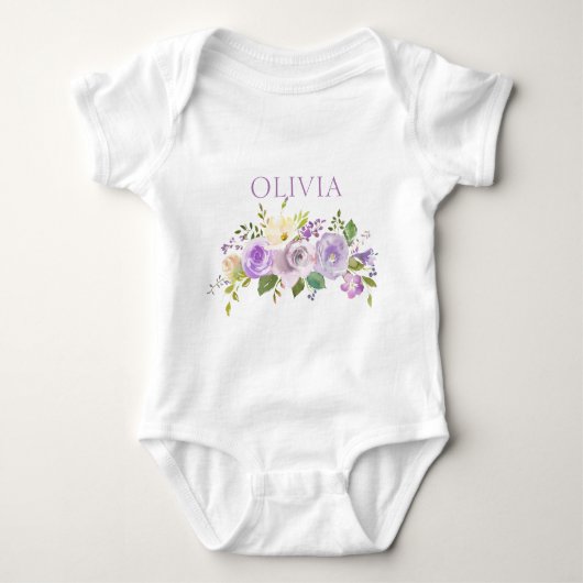 Gepersonaliseerde Schattigee Waterverf Bloemen Paa Romper (Voorkant)