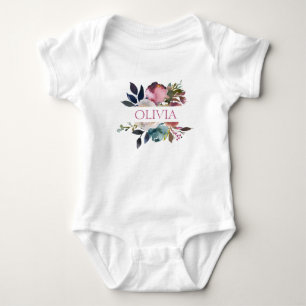 Gepersonaliseerde Schattigee Waterverf Bloemen Roz Romper