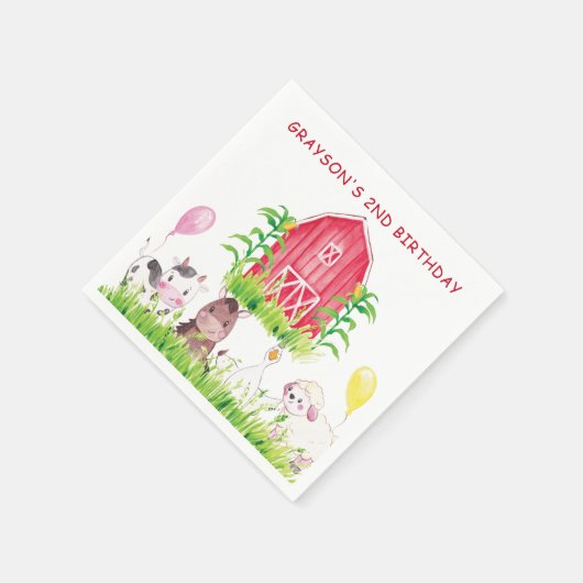 Gepersonaliseerde Schattigee Waterverf Boerderij V Servet (Hoek)