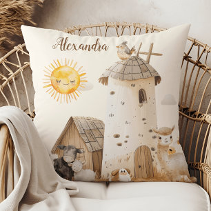 Gepersonaliseerde Schattigee Waterverf boerderijdi Kussen