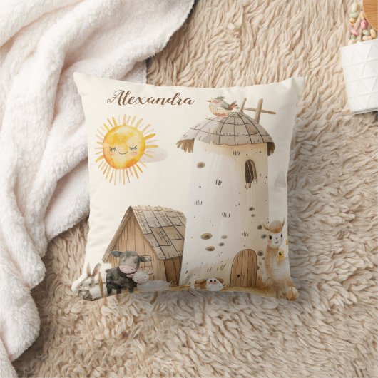 Gepersonaliseerde Schattigee Waterverf boerderijdi Kussen (Deken)