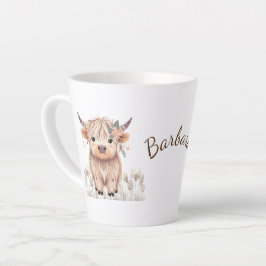 Gepersonaliseerde Schattigee Waterverf Highland Ko Latte Mok