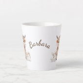 Gepersonaliseerde Schattigee Waterverf Highland Ko Latte Mok (Voorkant)