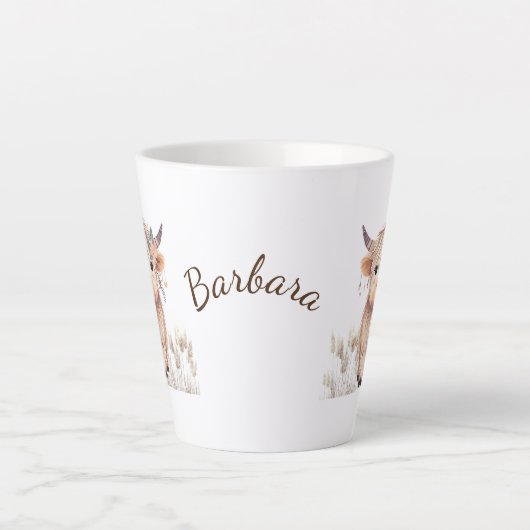 Gepersonaliseerde Schattigee Waterverf Highland Ko Latte Mok (Voorkant)