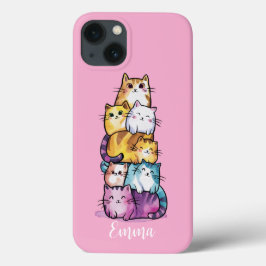 Gepersonaliseerde Schattigee Waterverf katten, min Case-Mate iPhone Case