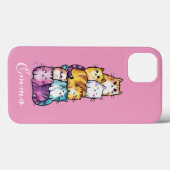 Gepersonaliseerde Schattigee Waterverf katten, min Case-Mate iPhone Case (Achterkant (horizontaal))