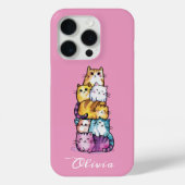 Gepersonaliseerde Schattigee Waterverf katten, min Case-Mate iPhone Case (Achterkant)