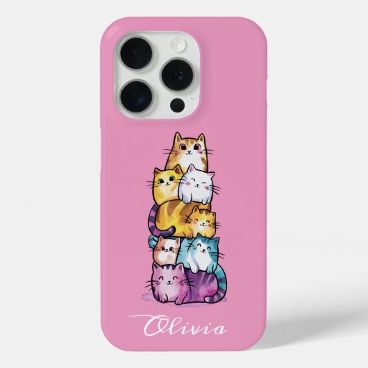 Gepersonaliseerde Schattigee Waterverf katten, min Case-Mate iPhone Case (Achterkant)