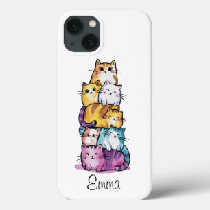 Gepersonaliseerde Schattigee Waterverf katten, min Case-Mate iPhone Case