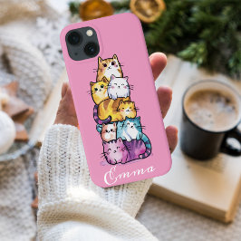 Gepersonaliseerde Schattigee Waterverf katten, min Case-Mate iPhone Case