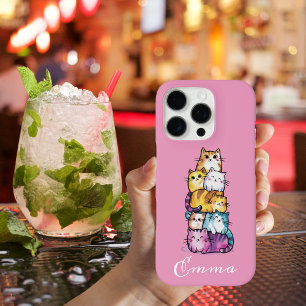 Gepersonaliseerde Schattigee Waterverf katten, min iPhone 16 Pro Hoesje