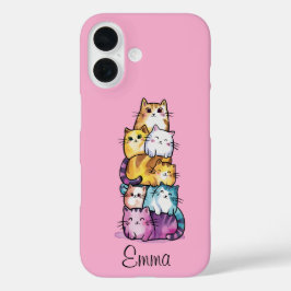 Gepersonaliseerde Schattigee Waterverf katten, min iPhone 16 Hoesje