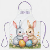 Gepersonaliseerde Schattigee Waterverf paashaas Schort (Voorkant)