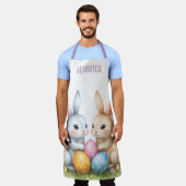 Gepersonaliseerde Schattigee Waterverf paashaas Schort (Gedragen)