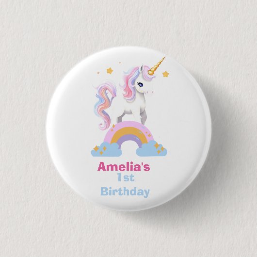 Gepersonaliseerde Schattigee Waterverf Regenboog E Ronde Button 3,2 Cm (Voorkant)