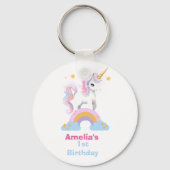 Gepersonaliseerde Schattigee Waterverf Regenboog E Sleutelhanger (Voorkant)