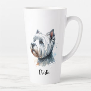 Gepersonaliseerde Schattigee Westie Dog Face Water Latte Mok