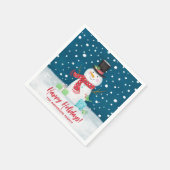 Gepersonaliseerde Schattigee Winter Sneeuwman Kers Servet (Hoek)