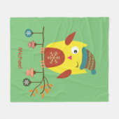 Gepersonaliseerde Schattigee Winter Uil Kerstmis i Fleece Deken (Voorkant (Horizontaal))